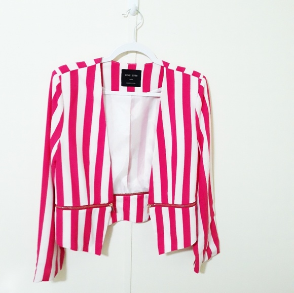 Hot Pink White Striped Blazer A3 